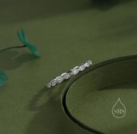 Bague Infinity en Argent Sterling avec Placage Or 14K et Cristaux Marquise, Bague de Mariage de Luxe Fine en Cristal Marquise