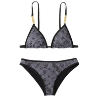 Ensemble de bikini personnalisé de haute qualité pour femmes, couleur unie, imprimé sur le devant, taille plus, réversible, avec soutien-gorge à bretelles en V ajustables et cordon de serrage
