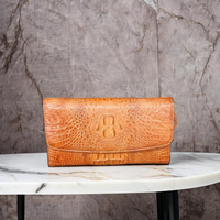 Portefeuille long en cuir de crocodile véritable à la mode, imperméable, pour femmes, personnalisable, fermeture à bouton, 19,5x9,5x2 cm, pour dames