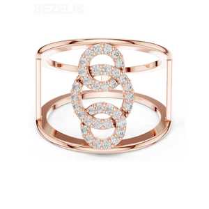 Anillo de oro amarillo de 18 quilates con diamantes cultivados en laboratorio, diseño de triple círculo entrelazado, banda ancha, tipo jaula de triple riel abierto VVS VS C - Product Image 1
