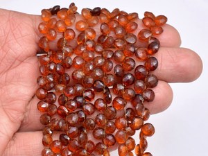 AAA+ Hessonite 7mm-8mm Heart Briolette Faceted <b>Beads</b> Natural Rare Multi Hessonite Garnet Semiprecious Gemstone <b>Beads</b> For Jewelry - Product Image 2