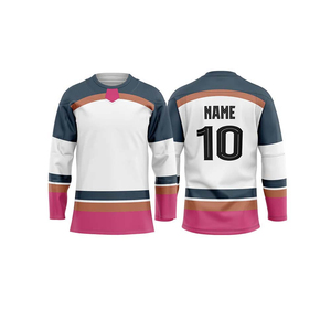 Maillots de hockey sur glace personnalisés, design OEM, impression par sublimation, vêtements d'équipe, meilleur prix, fabrication sur mesure, tissu respirant, 100% polyester, respectueux de l'environnement - Product Image 4