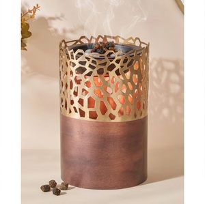 Modern Luxury Metal Cut-Out Hurricane <b>Candle</b> Holder Antique Finish Votive Tealight Stand Premium Decorative Bakhoor Burner - Product Image 1