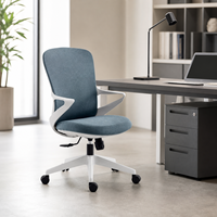 Chaise de bureau moderne rembourrée avec accoudoirs fixes, dossier solide, poignée réglable, siège rembourré, base à cinq étoiles pour espaces de travail