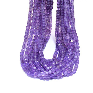 Perles facettées en améthyste naturelle de qualité AAA+ de 4 mm, pierres semi-précieuses, perles fantaisie 3D calibrées pour la création de bijoux - Product Image 3
