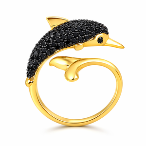 Handmade 925 Sterling <b>Silver</b> <b>Garnet</b> With Cubic Zirconia Dolphin Sea Animal <b>Ring</b> For Women - Product Image 2