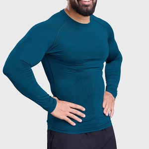 Custom Wholesale <b>Mens</b> Breathable Eco-Friendly Quick-Dry <b>Compression</b> <b>Shirt</b> Polyester Spandex Full Sleeve Gym Training - Product Image 2
