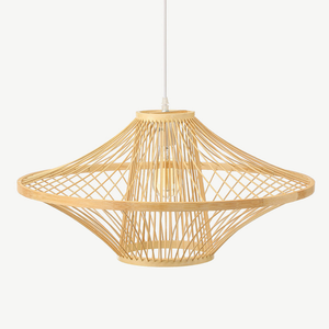 Lámpara de Techo de Ratán con Diseño Tejido a Mano, Material Natural y Efecto de Iluminación Cálida para Decoración de Interiores y Espacios del Hogar - Product Image 1