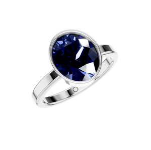 Bague lunette saphir bleu 14K 18K or IGI certifié pas cher prix en vrac acheter en gros personnalisé OEM ODM fête de mariage bijoux fins - Product Image 5