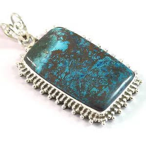 Colgante de Azurita en Plata de Ley 925, Hecho a Mano, con Piedra Preciosa Natural Azul, Joyería de Diseño, Artesanía India, Venta al Por Mayor - Product Image 5