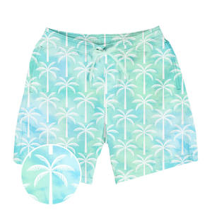Shorts de bain pour homme à imprimé palmiers, séchage rapide, taille à cordon de serrage, décontractés, pour la plage - Product Image 3
