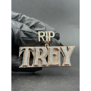 Moissanite Diamond Custom RIP TREY Pendant Iced Out Hip Hop Necklace <b>Memorial</b> Jewelry <b>Gift</b> - Product Image 1