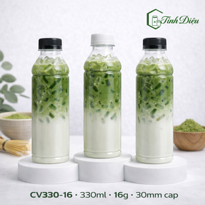 ขวดเครื่องดื่มทรงเหลี่ยม PET ขนาด 330 มล. รุ่น CV330-16 สำหรับกาแฟ น้ำผลไม้ ชา - รับผลิตแบบ OEM พร้อมพิมพ์ซิลค์สกรีน - Product Image 1