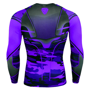 Camiseta deportiva de manga larga para hombre, de licra y poliéster, con estampado personalizado por sublimación, camiseta deportiva con estampado digital, camiseta deportiva con estampado de camuflaje. - Product Image 2