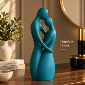 Sculpture Moderne Abstraite de Couple, Figurine Teal Décorative, Statue pour Table de Salon, Décoration d'Intérieur, Cadeau |   Design à finition lisse - Product Image 2