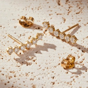 Unisex Yellow Gold Lab Grown Diamond <b>Stud</b> <b>Earrings</b> Round Brilliant Cut Luxury Minimalist Everyday Wear - Product Image 6