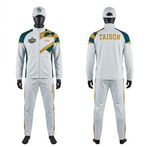 Conjunto Deportivo de Rugby para Hombre, 330 GSM, Tela Tricot Premium, Blanco, Verde, Azul, Paneles Geométricos, con Logotipo Bordado Personalizado - Product Image 2