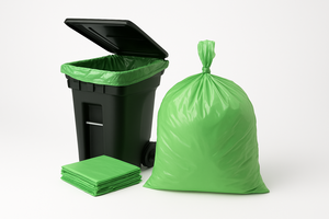 Ấn Độ Heavy Duty trashcan Liner 38*58cm 60micron tùy chỉnh bao bì 60-65 gallon Phẳng Màu Xanh Lá Cây nhựa túi rác cho nhà vườn. - Product Image 2