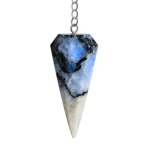 Pendentif en cristal de pierre de lune le plus vendu, forme conique, poli et sculpté, magnifique outil de radiesthésie, guérison énergétique, vente en gros, parfait - Product Image 3