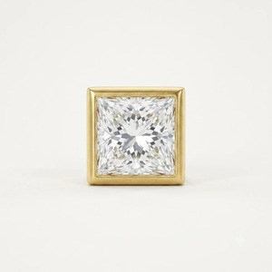 9K Yellow Gold Men's Princess Cut Lab Grown <b>Diamond</b> Stud <b>Earring</b> 0.55CT <b>Square</b> Bezel Set Custom Wholesale Fine Jewelry - Product Image 3