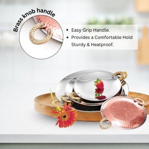 Plato de Cobre Tawa con Asa de Latón para Servir, Diseño Clásico Pulido, Apto para Alimentos, Ecológico, Ideal para Regalos - Product Image 5