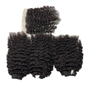 Mèches brésiliennes bouclées avec fermeture, qualité 10A, 100% cheveux humains vierges avec Lace Frontal, vente en gros - Product Image 1