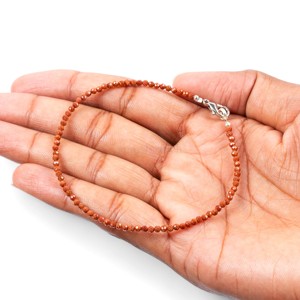 Pulsera de piedras naturales de sunstone rojo con microfacetos, pulsera de gemas de sunstone redondas para mujer, 2MM, joyería de cristal curativo al por mayor. - Product Image 4