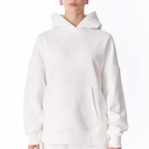 Sweat-shirt à capuche surdimensionné pour femme, en coton épais 100% French Terry, avec poche avant, personnalisable en gros, marque privée OEM - Product Image 4