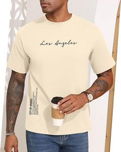 Camiseta de Verano de Manga Corta con Estampado Gráfico de Los Ángeles, 100% Algodón, Camisetas Casuales para Hombre - Product Image 5