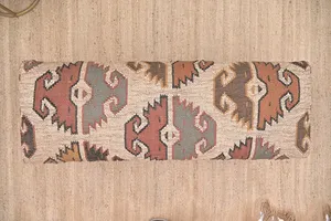 Handmade Modern Kilim Jute Rug <b>Bench</b> Ottoman Turkish Inspired Upholstered <b>Wooden</b> Seat Bedroom Entryway Furniture Decor - Product Image 6