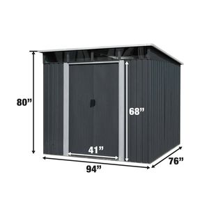 Capanno in Metallo Zincato 6FT X 8FT con Lucernario, Lamiera Ondulata 29 GA, Soffitto a Punta 80'', TMG MS0608P, Facile da Montare, Plastica - Product Image 5