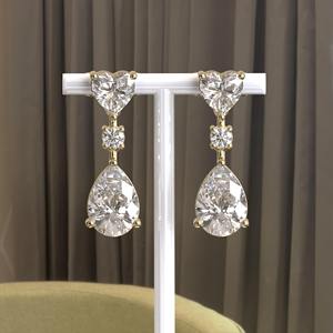 Pendientes de Diamantes Cultivados en Laboratorio, Oro Sólido de 14K, Diseño de Gota de Agua, Cierre de Rosca, Joyería Larga para Fiestas, para Mujer, Certificación IGI VVS - Product Image 1