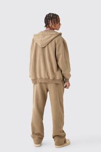 เสื้อฮู้ดดี้โอเวอร์ไซส์แบบยูนิเซ็กซ์ พรีเมียม แอซิดวอช ผ้าฝ้ายฟลีซ 100% คอทรงกรวยพร้อมซิป และปักโลโก้ตามสั่ง สำหรับซัพพลายเออร์ในสหรัฐอเมริกา - Product Image 3