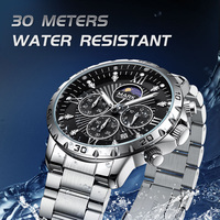 Montre homme Mark Fairwhale, montre-bracelet de style business, étanche, lumineuse, avec date, mouvement à quartz, bracelet en acier inoxydable, montre-bracelet FW-5048