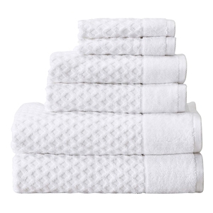 <b>White</b> Cotton <b>Towel</b> Set Rectangular Solid Color Woven Skin-Friendly Home Use Pla in Style - Product Image 1
