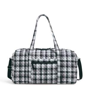 Plaid Quilted Duffle <b>Bag</b> with Front Pocket and Dual Handles - Product Image 6