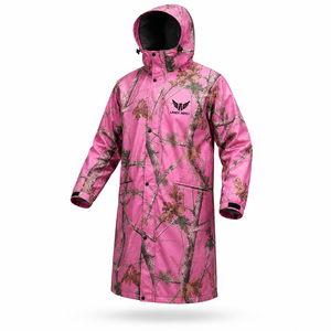 Custom Pink <b>Camo</b> <b>Waterproof</b> Hooded Hunting Rain Coat Long Outdoor Fishing Rain Poncho Windproof Hiking Rain <b>Jacket</b> OEM ODM - Product Image 1