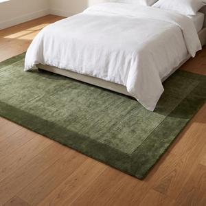 Alfombra de Lana Anudada a Mano con Borde Floral Sólido, Estilo Clásico para Sala de Estar, Dormitorio, Oficina, Decoración del Hogar - Product Image 2