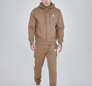 Sweat-shirts et pantalons de survêtement en coton de haute qualité 450 g/m², unisexes, avec logo personnalisé, ensemble de survêtement à fermeture éclair pour hommes - Product Image 2