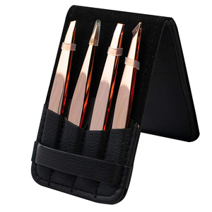 Beauty Eyebrow <b>Tool</b> Kit Gold Color Ingrown Hair Remover Eyebrow Tweezers for Facial Hair Removal Tweezers Set With <b>Leather</b> Pouch - Product Image 2