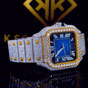 Reloj de Cuarzo con Diamantes, Cuadrado, de Lujo, VVS, Analógico Automático, Resistente al Agua, con Correa de Silicona y Acero Inoxidable, Precio Bajo, Suministro Directo de Fábrica - Product Image 1