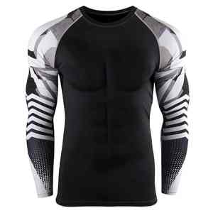 Eco-Friendly Men's Gym Fitness Compression <b>Shirts</b> Polyester Cotton Quick Dry Breathable Full Sleeve Customizable Sizes & Color - Product Image 1