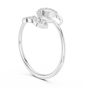 Anillo de oro macizo de 14k para mujer con diseño de forma abierta, corte redondo de diamante minimalista, ideal para regalo, compromiso, aniversario, boda. - Product Image 3