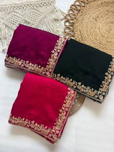 Leranath Fashion VC-4146 Pink Embroidered Blooming Vichitra Silk Floor-Length Traditional Women's Saree Blouse <b>Wrap</b> <b>for</b> <b>Wedding</b> - Product Image 6