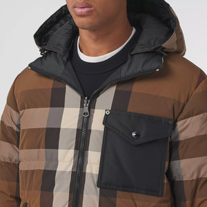 Veste matelassée à capuche pour homme, coupe-vent, épaisse, en polyester, hiver, décontractée, coupe régulière, avec fermeture éclair - Product Image 4