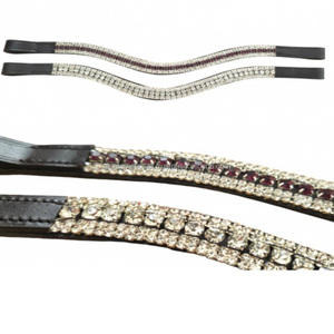 Cristales más exigentes, diamantes de imitación decorativos, forma de onda, cuero de sillín inglés genuino, banda para cejas de caballo para brida - Product Image 3
