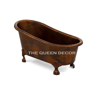 Collection tendance : Baignoire décorative artisanale en cuivre martelé, finition marron, forme ovale - Product Image 5