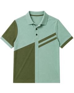 Camiseta Polo Personalizada Verde Menta y Oliva para Hombre, Manga Corta, Informal, Deportiva, para Golf, Transpirable, Diseño de Bloques de Color para Verano - Product Image 1