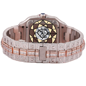Reloj de Lujo Personalizado para Mujer, con Cristales de Moissanita, Caja de Acero Inoxidable, Cuarzo Analógico de 46 mm, Cristal de Zafiro, Cierre Oculto con Botón a Presión - Product Image 5