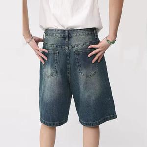 Shorts en jean pour homme, style rétro vintage années 70, coupe ample, décontractés, à boutons, pour le printemps, l'été, le streetwear et les soirées, couleur unie - Product Image 4